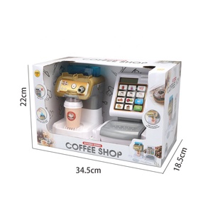 Coffee Shop juego de simulación cocina juguete de compras Set caja registradora máquina de café, calculadora y sonido Real para niños niñas - Product Image 6