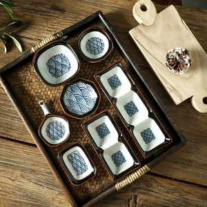 Japandi Style Sea Wave <b>Ceramic</b> Sushi Dish for Restaurants and Hotels Retro Underglaze Seasoning Dish Appetizer Serving <b>Plate</b> - Product Image 2