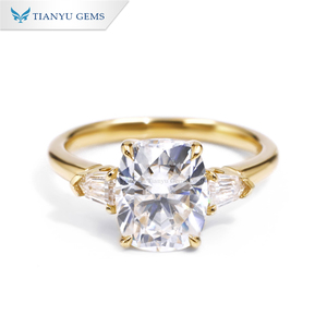 Tianyu tùy chỉnh thực hiện 10k 14k 18K vàng rắn Nhẫn đính hôn kéo dài đệm cắt vvs moissanite kim cương Quà tặng đám cưới - Product Image 1