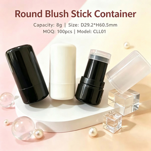 <span class=keywords><strong>ISMAN</strong></span> Tube vide en plastique PP pour stick de blush, correcteur et rouge à lèvres, 8g, Noir Blanc, Emballage cosmétique, Vente en gros - Product Image 1