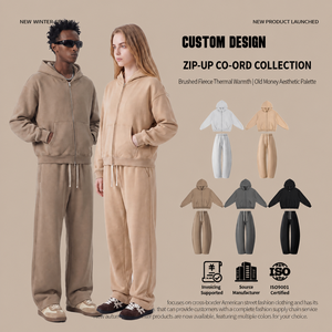 Wholesale Custom Logo 350G Fleece Lined Zip up <strong>Hoodie</strong> <strong>Men</strong> Short Wide Loose Patch Pocket Cotton Blend Hooded Jacket - Product Image 1