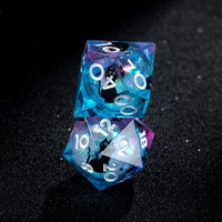 Magnifique jeu de dés polyédriques en résine transparente et sanglante personnalisé de 7 pièces, à bords tranchants, pour D&D RPG