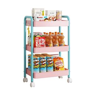 Chariot de rangement moderne à 3 niveaux en acier au carbone, robuste et multifonctionnel, chariot utilitaire mobile pour la <span class=keywords><strong>cuisine</strong></span>, les collations, le stockage des aliments, la maison - Product Image 4