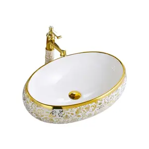 Luxury modern vessel lavabo oval art basin high end decoration art basins ceramic basin hand wash