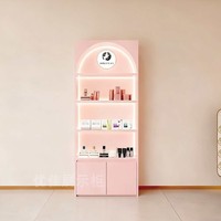 Vitrine de présentation de cosmétiques moderne en bois pour salon de beauté, soins de la peau, comptoir de maquillage, salon de coiffure, salon de manucure