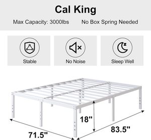 Tiếng ồn-miễn phí California Vua Kích thước kim loại nền tảng khung giường với lưu trữ tối đa dễ dàng lắp ráp không có hộp mùa xuân GỖ NỘI THẤT PHÒNG NGỦ - Product Image 2