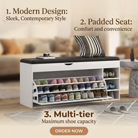 Meuble de rangement à chaussures en bois durable de style moderne et luxueux pour salon, avec pivotement et banc intégré