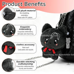 Petits jouets en peluche doux, accessoires de sac à dos, breloques de sac, cadeaux chat noir anime, porte-clés en peluche mignons, peluches personnalisées - Product Image 2