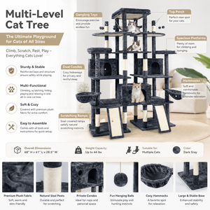 Elegant Eco-friendly Velvet <strong>Cat</strong> Tree Natural Sisal <strong>Scratching</strong> <strong>Posts</strong> Multi Level Durable Climbing Frame <strong>for</strong> <strong>Large</strong> <strong>Cats</strong> Indoor - Product Image 4