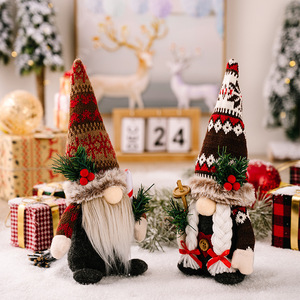 Sombrero de punto Rudolph Doll con ramas de <span class=keywords><strong>pino</strong></span> Decoraciones navideñas Adornos enanos sin rostro para decoraciones de bolas y árboles - Product Image 2