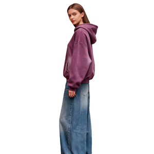 TKAN479 Sweat-shirt en coton vierge lourd 380 g/m², vintage, lavé à l'acide, streetwear, sweat-shirt d'hiver pour femmes, vente en gros, logo personnalisé - Product Image 2