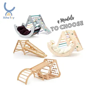 XIHA Montessori Wooden Kids Piklers Triangle With Ramp And Rocking Climbing Triangle Indoor Pickler Triangle Playground Toys