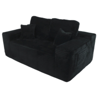 Canapé en tissu noir sur mesure, prix de gros usine, style moderne, confortable, en velours côtelé, mobilier de salon modulable pour villa