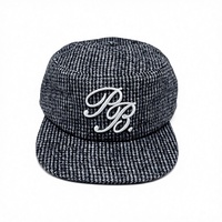 Casquette de baseball de luxe personnalisée à dessus plat en tissu de laine pied-de-poule avec sangle en cuir, logo brodé 3D, design pillbox, unisexe, décontractée