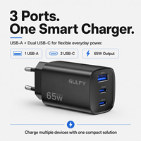 Chargeur rapide GaN 65W double USB-C et USB-A, prise EU, en stock, chargeur multi-ports GULFY