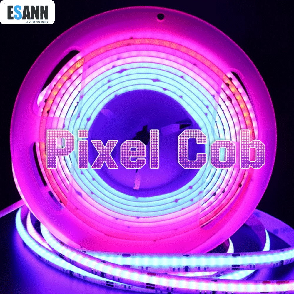 ESANN DC24V 576LEDs/Meter 16.4FT/5M 8MM Direct Sales Heat Resistant Addressable COB LED Strip Light for Bedroom