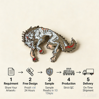 Badge en émail dur et doux en alliage de zinc moulé sur mesure, motif loup, plaqué argent, forme animal, pour collectionneur