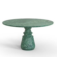 Meubles de cuisine de luxe, table à manger ronde en marbre artisanale avec base sculpturale pour les espaces intérieurs et extérieurs