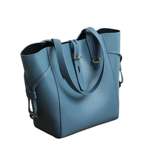 Bolso Tote de Cuero de Diseño Nuevo y de Alta Calidad al por Mayor, Bolso de Mano con Cierre de Botón y Cordón, Gran Capacidad para Mujer - Product Image 2