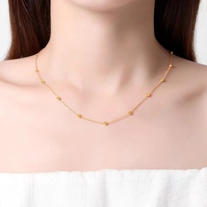 Collana con Catena di Perline Color Oro per Donne, Catenina Minimalista per Clavicola, Gioielli Semplici e alla Moda - Product Image 1