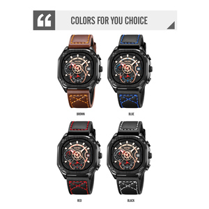 Men's square chronograph <b>watch</b> Luxury leather wristwatch 30M waterproof quartz <b>watch</b> Strong <b>mechanical</b> industrial style - Product Image 3