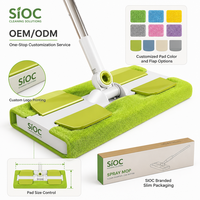 Serpillère plate télescopique avec tête en microfibre, utilisation sèche et humide, nettoyage des sols domestiques pour parquet et carrelage