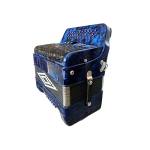 Acordeón SEASOUND de 34 Botones, 12 Bajos, 3 Registros, Cuerpo de Celuloide Azul, Rejilla Negra, Botones Negros, Acordeón Diatónico JB3412C - Product Image 4