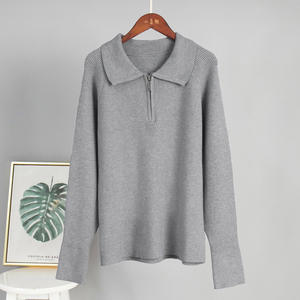 เสื้อสเวตเตอร์ผู้หญิงมีซิปที่หรูหราคอปกแบบพับได้ถักแบบสบายๆสำหรับฤดูใบไม้ร่วงและแฟชั่น - Product Image 2