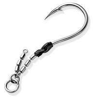 Lot de 5 hameçons de pêche en acier inoxydable pour eau salée avec émerillon, pour jigging, traîne et pêche assistée en mer