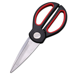 Household <b>Kitchen</b> <b>Scissors</b> Stainless Steel Multifunctional Black And Red Handle For Food Vegetable Cutting - Product Image 1