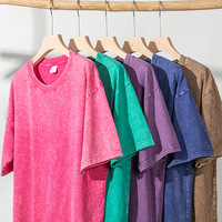 Kaus katun 100% kusam trendi Retro longgar pas leher O kaus bahu tetesan Salju rajutan ukuran besar