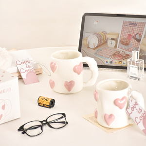 Regalo de San Valentín, Taza de Café/Té de Cerámica Grande de 500 ml con Relieve 3D de <span class=keywords><strong>Amor</strong></span>, Linda Taza de Cerámica Irregular de 400 ml para Enamorados - Product Image 4