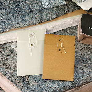 Enveloppes en papier kraft blanc personnalisables, style professionnel, pochette de classement de bureau avec fermeture à cordon pour enveloppes de stock, cartes postales, portefeuilles - Product Image 5