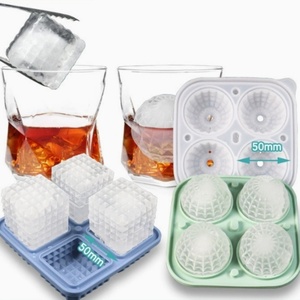 ถาดทำน้ำแข็งซิลิโคนแบบ 4 ช่องทรงสี่เหลี่ยม สำหรับทำก้อนน้ำแข็งขนาดใหญ่สำหรับวิสกี้ - Product Image 1