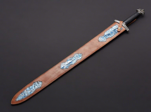 Épée longue vintage décorative DIY en acier Damas de 28 pouces, à lame droite, avec poignée texturée faite à la main et fourreau, pour cosplay et collection - Product Image 4