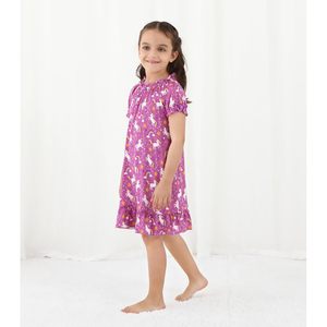 <span class=keywords><strong>Vestido</strong></span> Personalizado para Niñas Pequeñas, Manga Corta, Cuello <span class=keywords><strong>con</strong></span> Volantes, Cintura Elástica, Viscosa de Bambú, Ropa Casual de Verano, 2-6 Años - Product Image 3