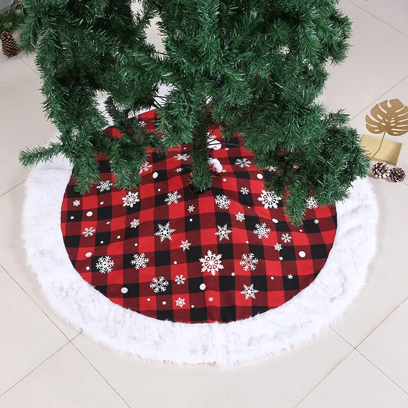 Nova árvore xadrez simples Natal neve surround Natal atmosfera decoração suprimentos Natal árvore saia