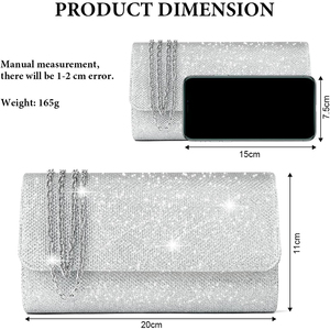 Lüks Özelleştirme Kadın Hakiki Deri Logo Desenli Zarf Debriyaj Çanta Ayrılabilir Zincir Askı Glitter Payetler Dayanıklı - Product Image 2