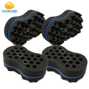 Fabrik Logo benutzer definierte hohe Dichte zweiseitige Welle Schaum Schwamm Haars chwämme für schwarze Männer Locken - Product Image 3