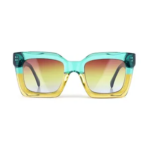 Fighroad occhiali da sole da donna bicolore blu acetato retrò lenti quadrate oversize grande montatura con tonalità rettangolari di protezione UV