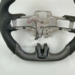 Precio bajo, venta al por mayor, rueda de cuero perforado de fibra de carbono, costura amarilla apta para volante de coche Ford Mustang - Product Image 3