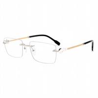 Gafas sin Montura al por Mayor de Fábrica, Nuevo Diseño, Venta Caliente, Monturas Ópticas de Metal con Estampado Moderno