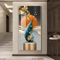 Décoration de porche moderne et simple, affiche d'image à imprimé géométrique, art mural abstrait en porcelaine de cristal 5D, décoration intérieure