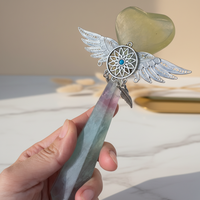 Sceptre en cristal naturel, pointe de cristal, artisanat en cristal, guérison spirituelle, quartz, fluorite, guérison par le reiki, baguette magique, décoration de la maison