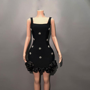 Đầm bó sát mini dự tiệc YFY Custom 2026 dành cho nữ, không tay, kiểu bodycon, màu xanh da trời nhạt, có bèo nhún, cổ tròn, gợi cảm, phong cách người nổi tiếng, thích hợp cho buổi tối và club. - Product Image 3