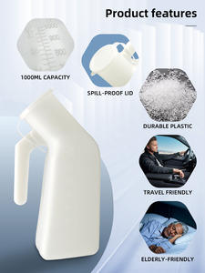 Urinario Masculino Móvil Ecológico de 1 Litro de Capacidad, Dispositivo Urinario de Plástico con Tapa de Cierre Seguro para Pacientes Encamado, Cuidado de Ancianos - Product Image 3