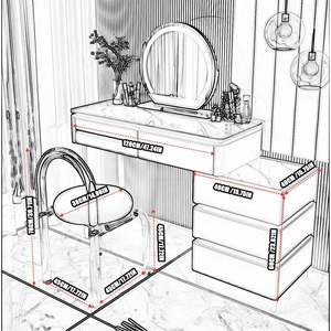 Scrivania da Trucco Smart di Design NOVA, <span class=keywords><strong>Tavolo</strong></span> da Make Up Bianco con Stazione di Ricarica Wireless e Altoparlante Bluetooth - Product Image 2