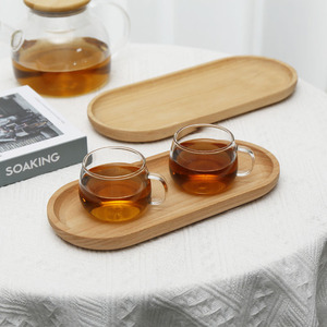 Solid Wood Oval <b>Tray</b> Beechwood Japanese Style Serving <b>Tray</b> For <b>Tea</b> Coffee Dessert Fruit Plate - Product Image 1