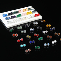 Boucles d'oreilles rondes en acier inoxydable avec pierre d'agate rouge et œil de tigre de 6 à 10 mm, résistantes aux rayures, idéales pour un usage quotidien, cadeaux, vente en gros JD GEMS