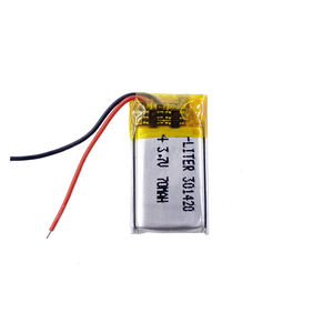 แบตเตอรี่ลิเธียมโพลิเมอร์ <span class=keywords><strong>3</strong></span>.7V แบตเตอรี่ลิโป้ 301420 70mah แบตเตอรี่ลิเธียมโพลิเมอร์แบบชาร์จได้สำหรับไฟพลังงานแสงอาทิตย์และอุปกรณ์อัจฉริยะ - Product Image 4